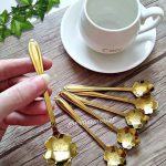 قاشق چایخوری و دسرخوری گل طلایی شش تایی