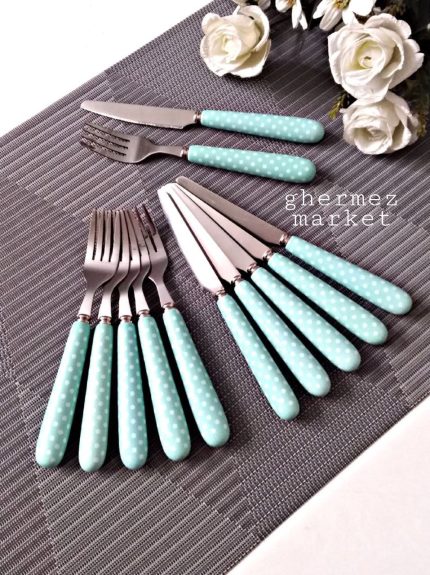 کارد و چنگال میوه خوری تیفانی خالخالی